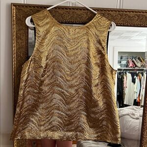 J. Crew Gold and White Patterned Blouse